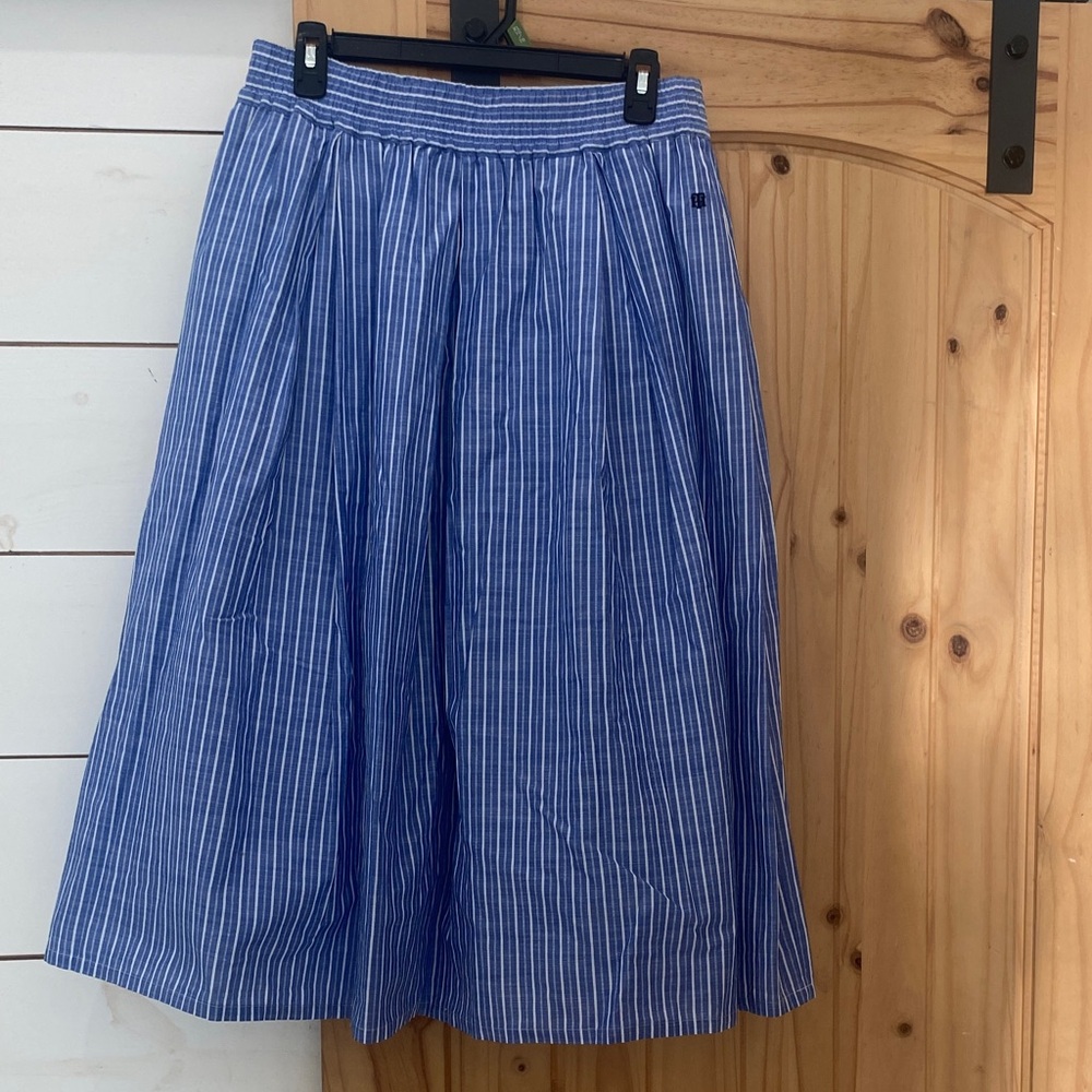 Tommy Hilfiger Blue Pinstripe Midi Skirt with pockets